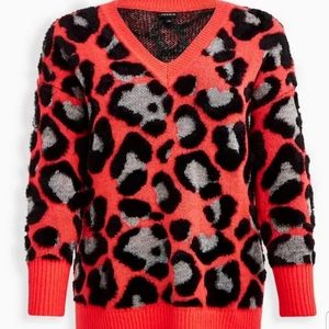 Sz 2 Torrid Tunic Sweater Leopard Coral